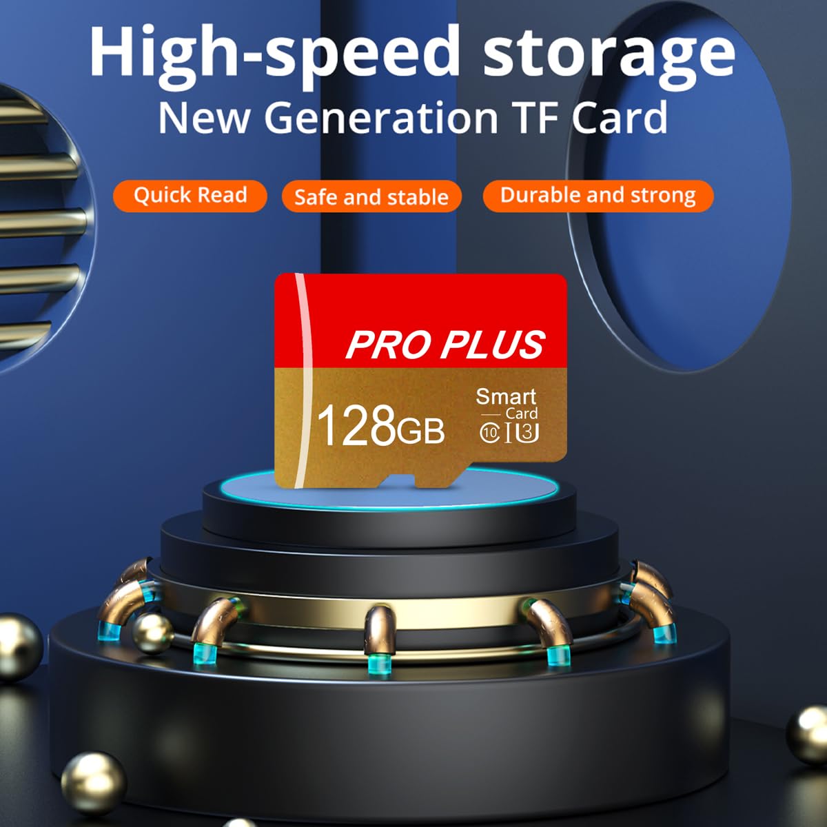 2 Pack Memory Card 128GB with Adapter, High Speed Memory Card, UHS-I C10 A1 Memory TF Card for Tablet/Mobile Phone/Camera/Car Audio/Game Console (TF162 Red Gold 128GB)