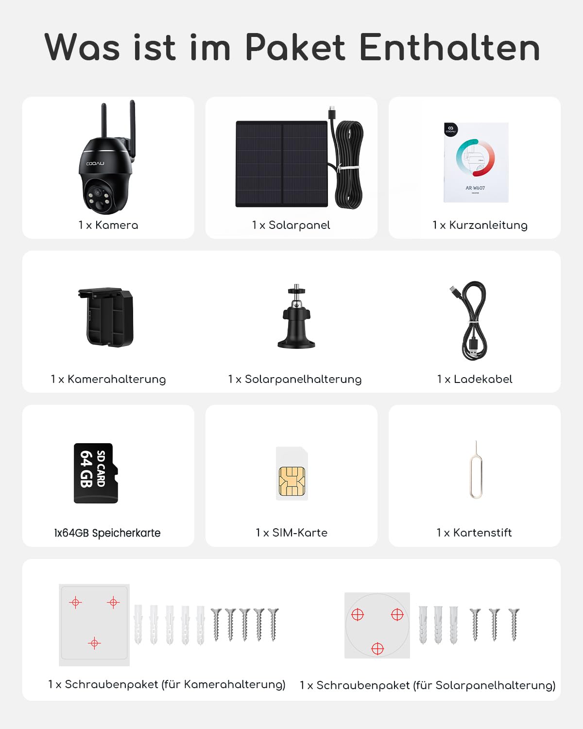 COOAU 4G LTE outdoor surveillance camera with SIM card+64GB card storage+Solar panel, LTE surveillance camera, 2K wireless solar outdoor camera with color night vision, PIR person detection, IP66.