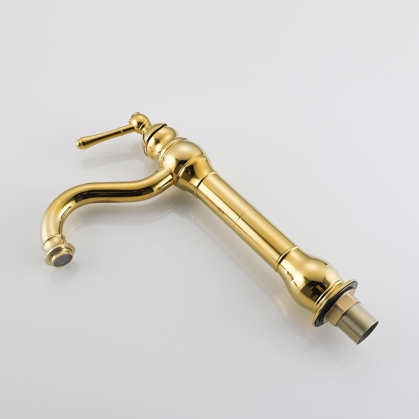 FWZZQ Gold Retro Bathroom Faucet, Basin Faucet High Swivel 360°, Single Handle Sink Faucets, Nostalgic Brass Bathroom Mixer Tap for Bathroom