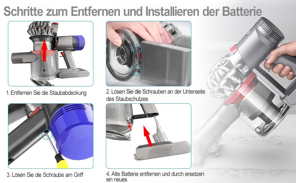 6000mAh/6.0Ah battery for Dyson V8 Dyson SV10 V8 Absolute Animal Motorhead Fluffy Animal Exclusive Cordless Vacuum Handheld Cleaner