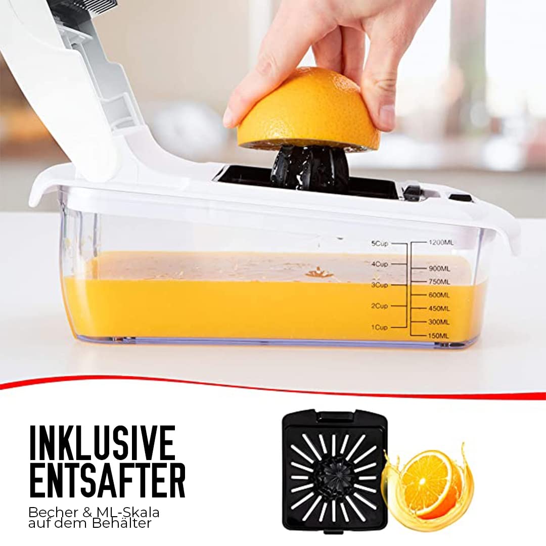 Vegetable slicer mandoline vegetable slicer cucumber slicer onion slicer potato slicer fruit slicer grater for vegetables and cheese julienne slicer (Deluxe All-in-1 White)