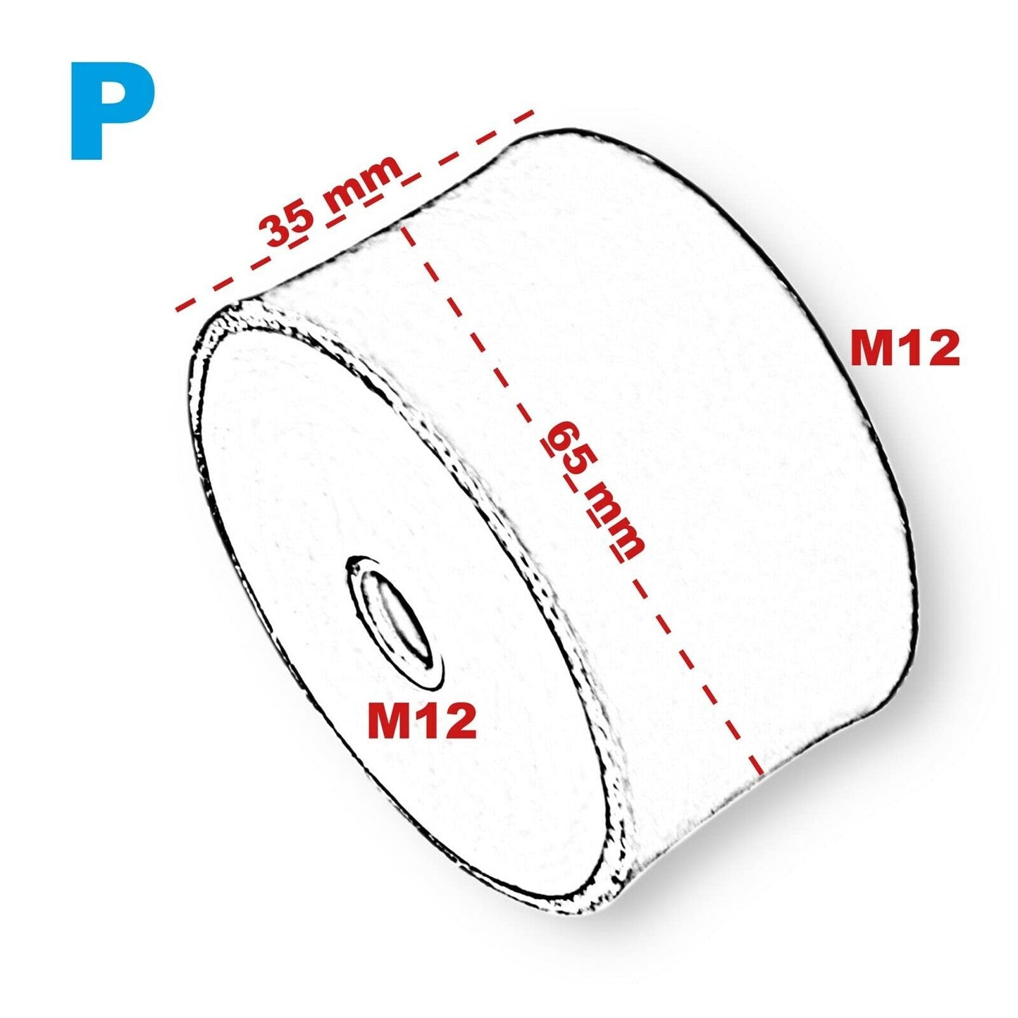 4x Rubber buffers anti-vibration mountings silent blocks machine feet metal thread ((P) M12 inner L & R 65x35mm)