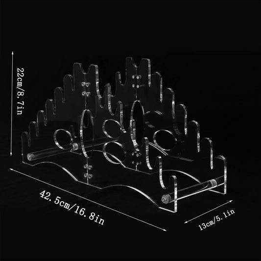 Holds 12 pocket knives Display Stand Knife showcase Collector's knife Display Stand Knife collector Display Stand Acrylic tabletop Knife Stand for pocket knife storage (Transparent)