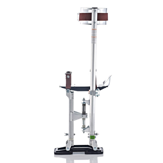Installoo Consumer-Line Aluminum Drywall Stilts for professional drywall work. Adjustable stilts suitable for farmers, builders, and painters. Adjustable height with 4 springs ranging from 60-100 cm. Size XL.
