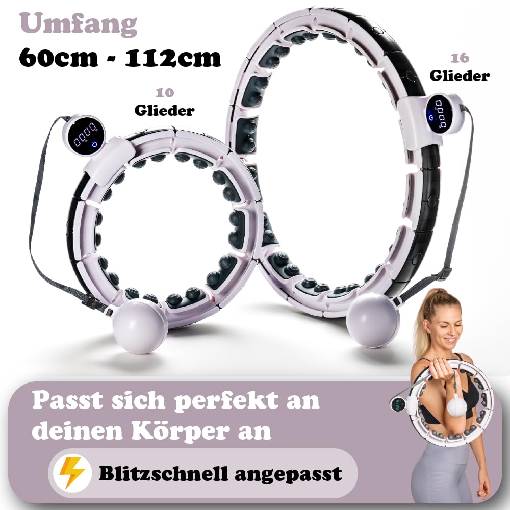 Bellage® Smart Hula Hoop for Adults and Beginners - Hula Hoop with Weighted Ball and Counter - Hullahub Hoop for Weight Loss with Fun Workout - Hoola Hoop Hoop
