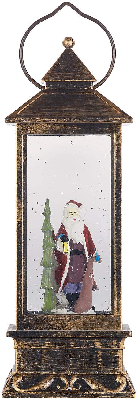 infactory Christmas Lantern: LED lantern with snow swirl and decorative Santa Claus, warm white (lantern Christmas, LED with snowstorm, Christmas ball)