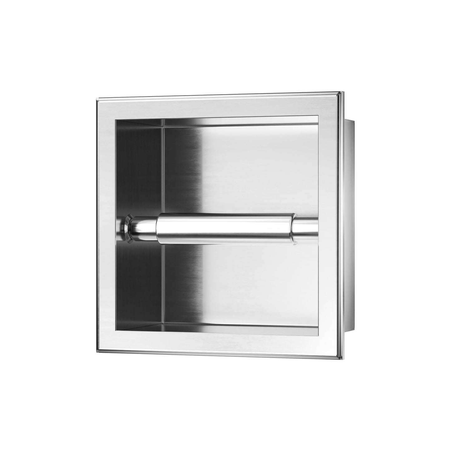 Balneo stainless steel toilet paper holder, 17.3x17.3x8.6 cm, recessed installation, paper dispenser toilet paper holder for bathroom, wall-mounted installation Wall-Box Paper 1 INOX