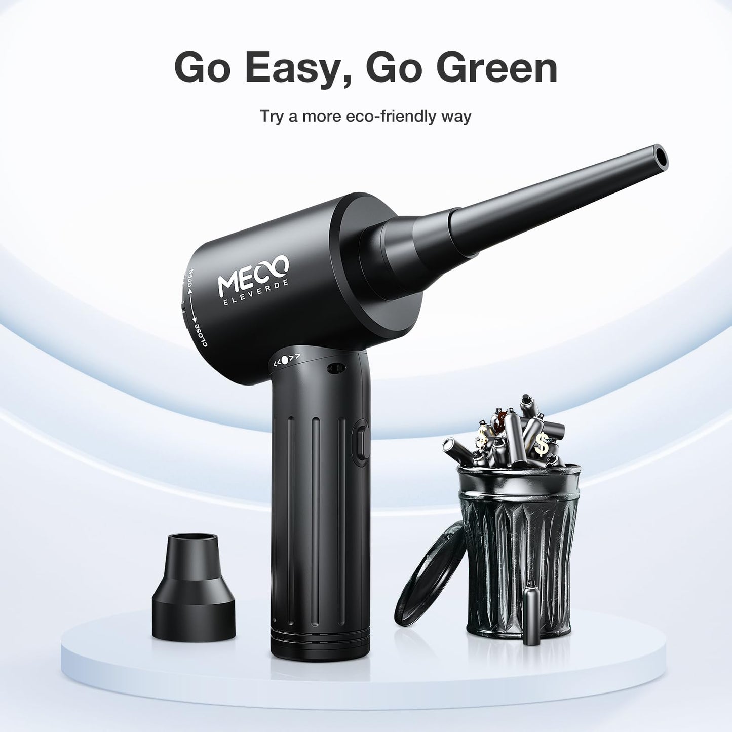 2 in 1 dust blower and compressed air spray, MECO ELEVERDE 90000RPM Electric Dust Blower, 12Kpa Wireless Keyboard Cleaning for Laptop, Sofa, 3-speed Air Duster Air Pressure Spray, Type-C Fast Charging