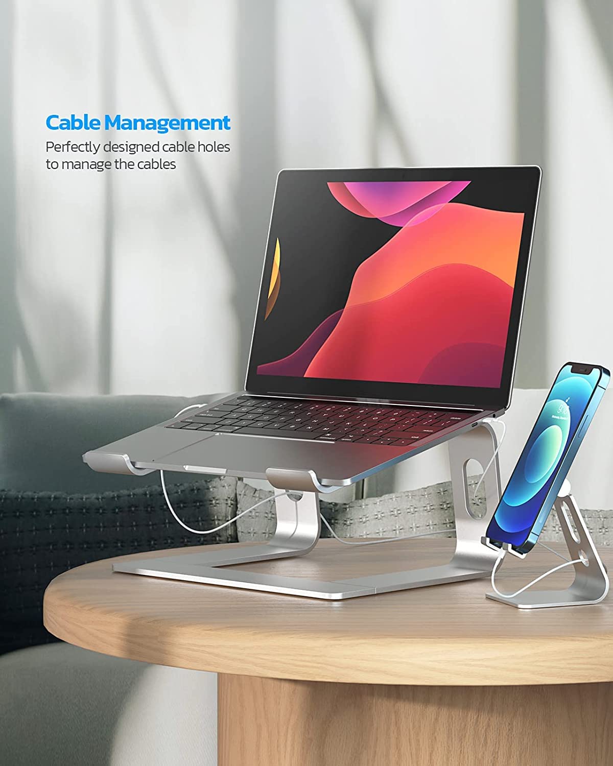 Nulaxy Detachable Laptop Stand, Ergonomic Notebook Stand Aluminum Laptop Holder Compatible with Dell, HP, Samsung, Lenovo all 10"-16" Notebooks - Silver