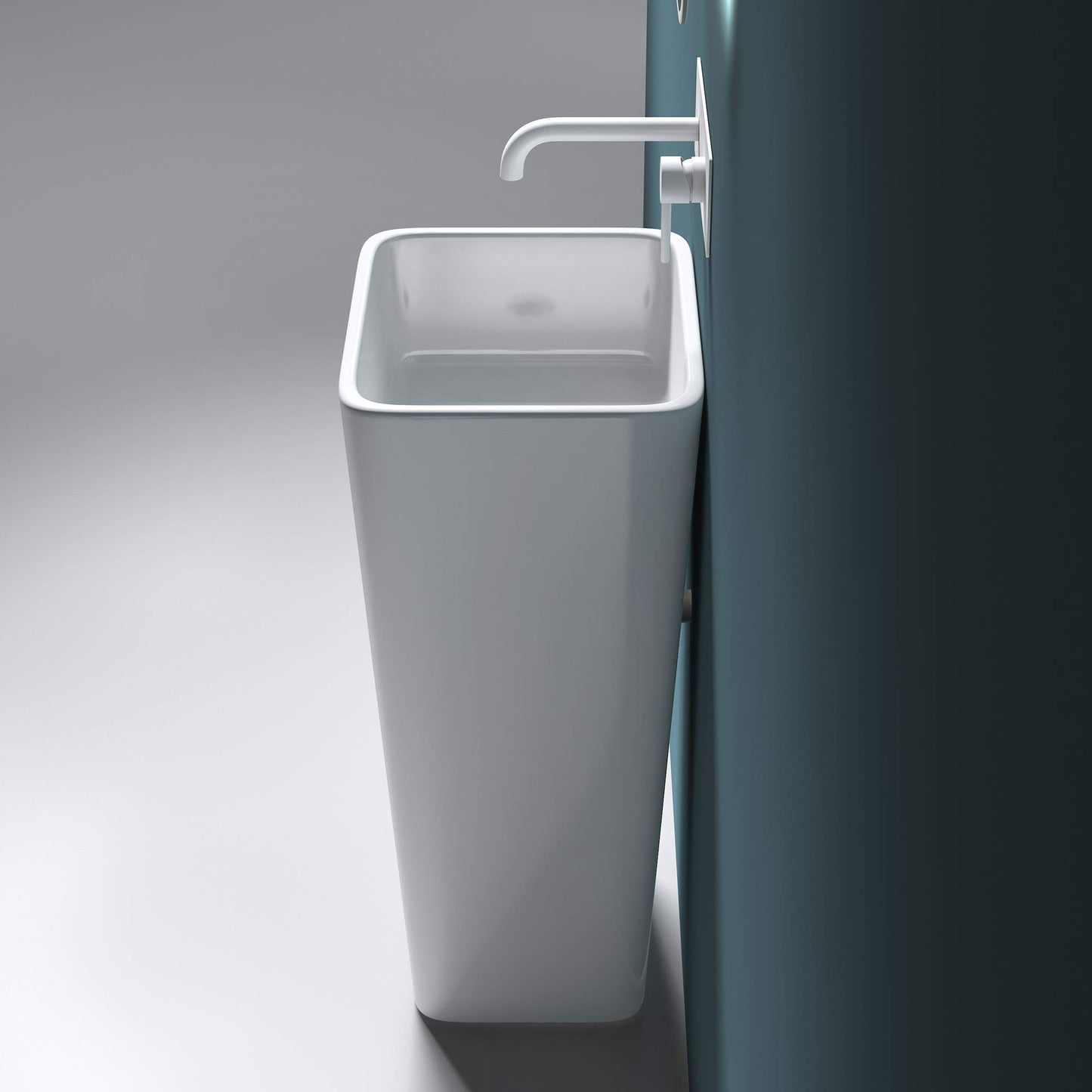 Mai & Mai design free-standing pedestal sink Col31 White, made of mineral cast, washbasin, dimensions: 40x35x82cm