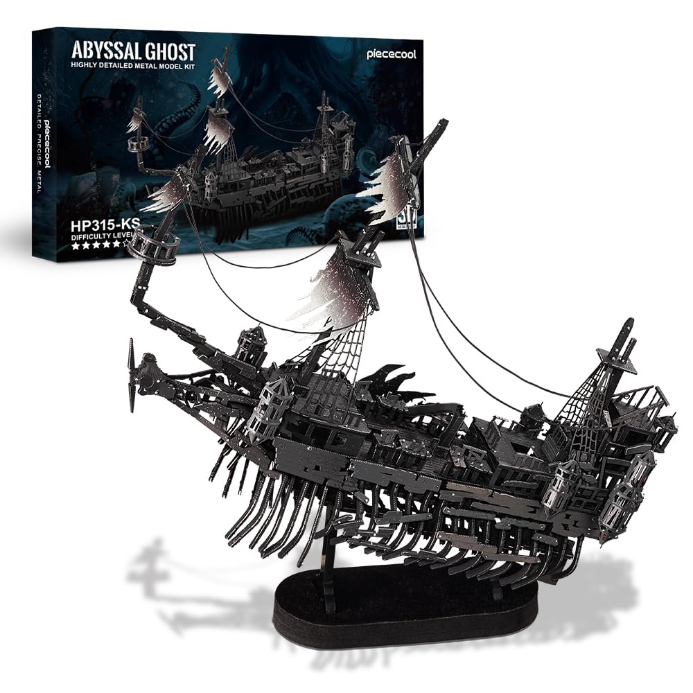 Piececool 3D Puzzle Metal Pirate Ship Silent Maria, 3D Metal Puzzle Sailboat Ship Set, Model Ship for 340 Stainless Steel, All Metal, Birthday Gift, Adult Model Building Kit, 363 Parts