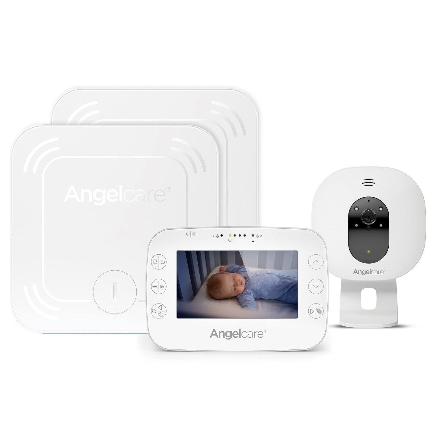 Angelcare SmartSensor Pro 3, 3-in-1 monitoring: video + audio + movement with wireless sensor pads, room temperature display.