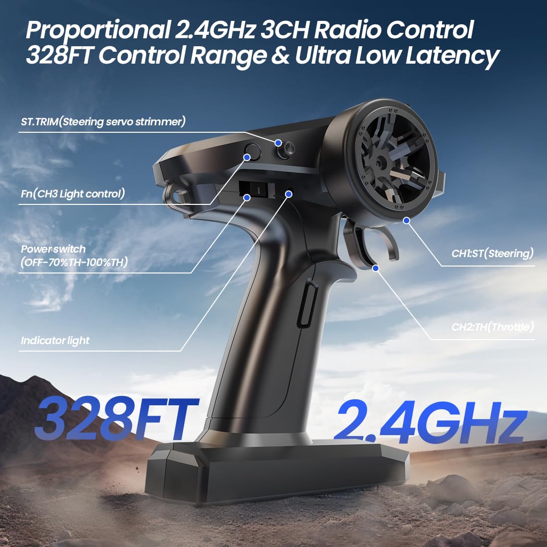 DEERC H16E Remote Control Car 1:16 Brushless Motor 70 km/h, 4WD High-Speed Racing Car with 2 Batteries for 40 Min Runtime, 2.4GHz RC Car for Adults and Kids