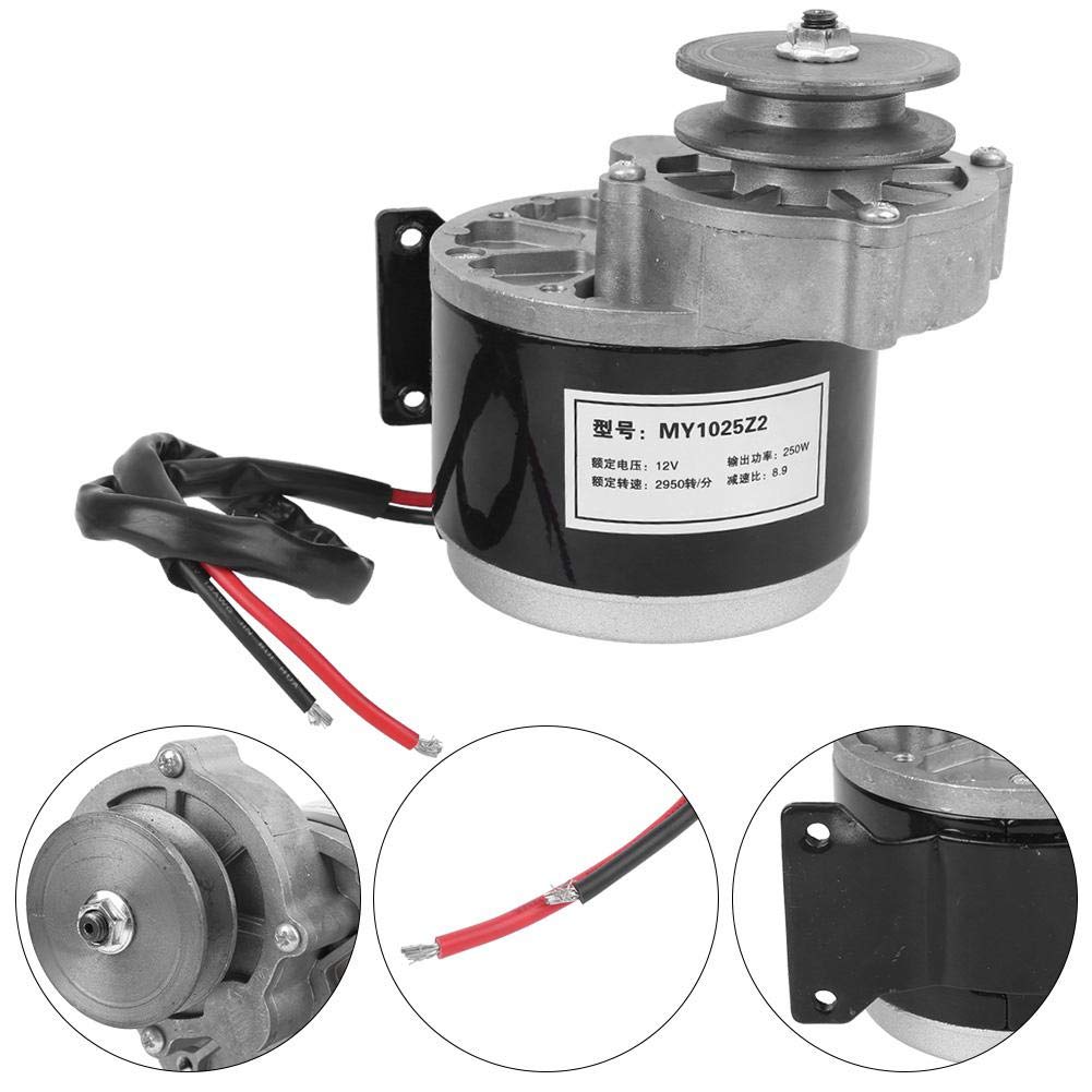 MAGT Gear Motor 12V 250W, High Performance Electric Motor Durable Pure Copper Pulley Gear Motor Accessory for Electric Scooter.