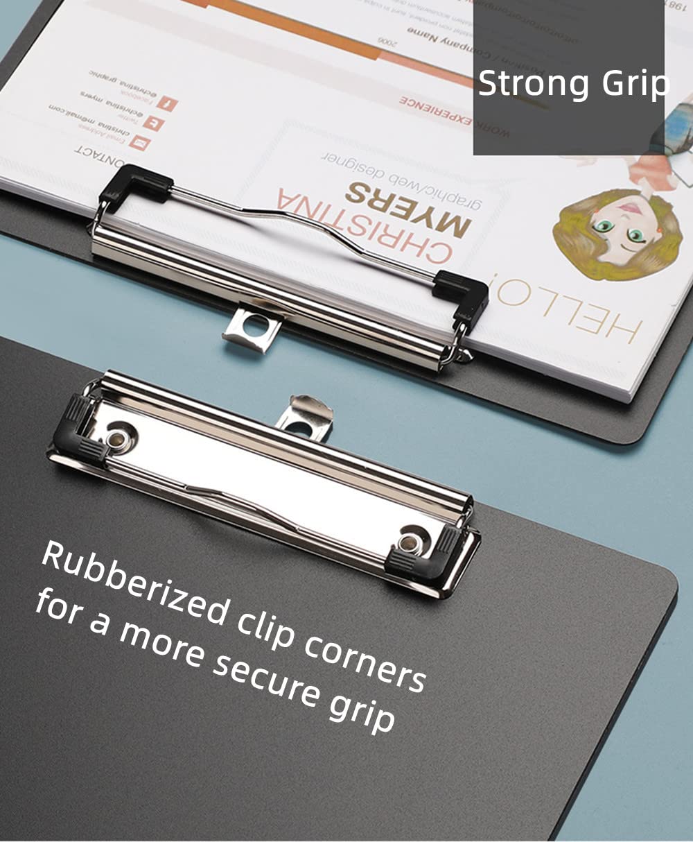 A4 Clipboard, 6-pack A4 Clipboard with rubber-coated metal clip Clipboard Writing Pad for students, office - Black