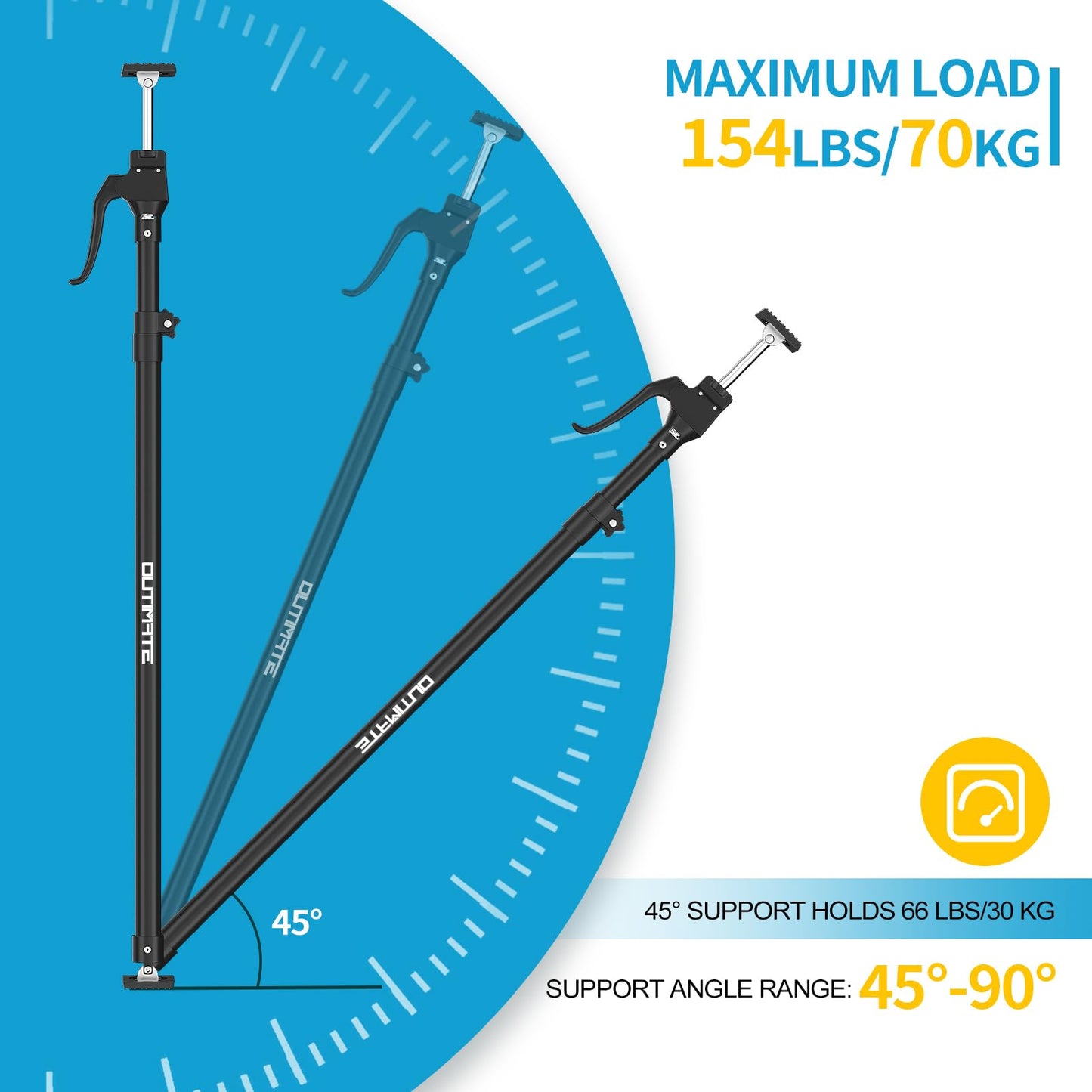 OUTIMATE Ceiling Support & Installation Support Heavy Duty, Cabinet Jack for Installation with 70 kg load capacity, adjustable telescopic pole from 125 cm to 290 cm, 1 piece