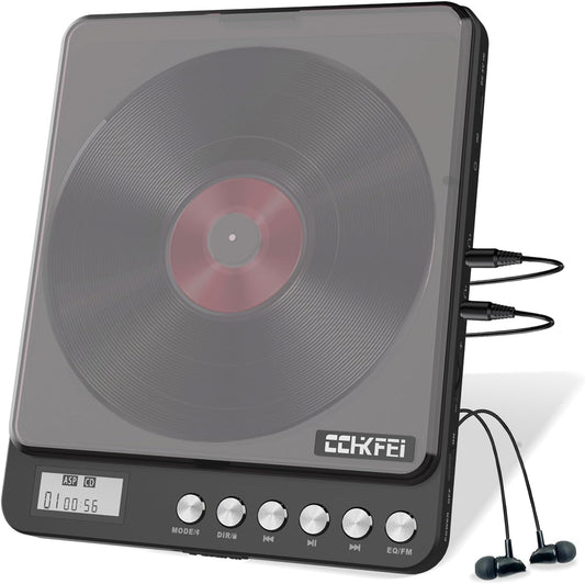 Portable CD player with Bluetooth and headphones, rechargeable CD player with speaker and FM transmitter. 2000mAh lithium battery, portable Discman CD player for adults, students, and children.