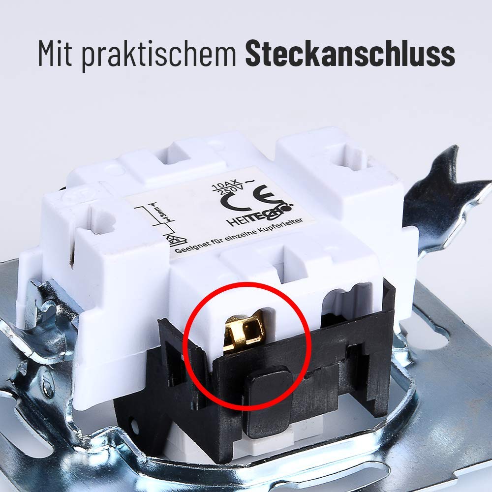 ABSINA 6 Piece Flush-mounted Switch White 250V AC 10A with Frame Insert and Switch Label - Switch Switch Flush-mounted Switch
