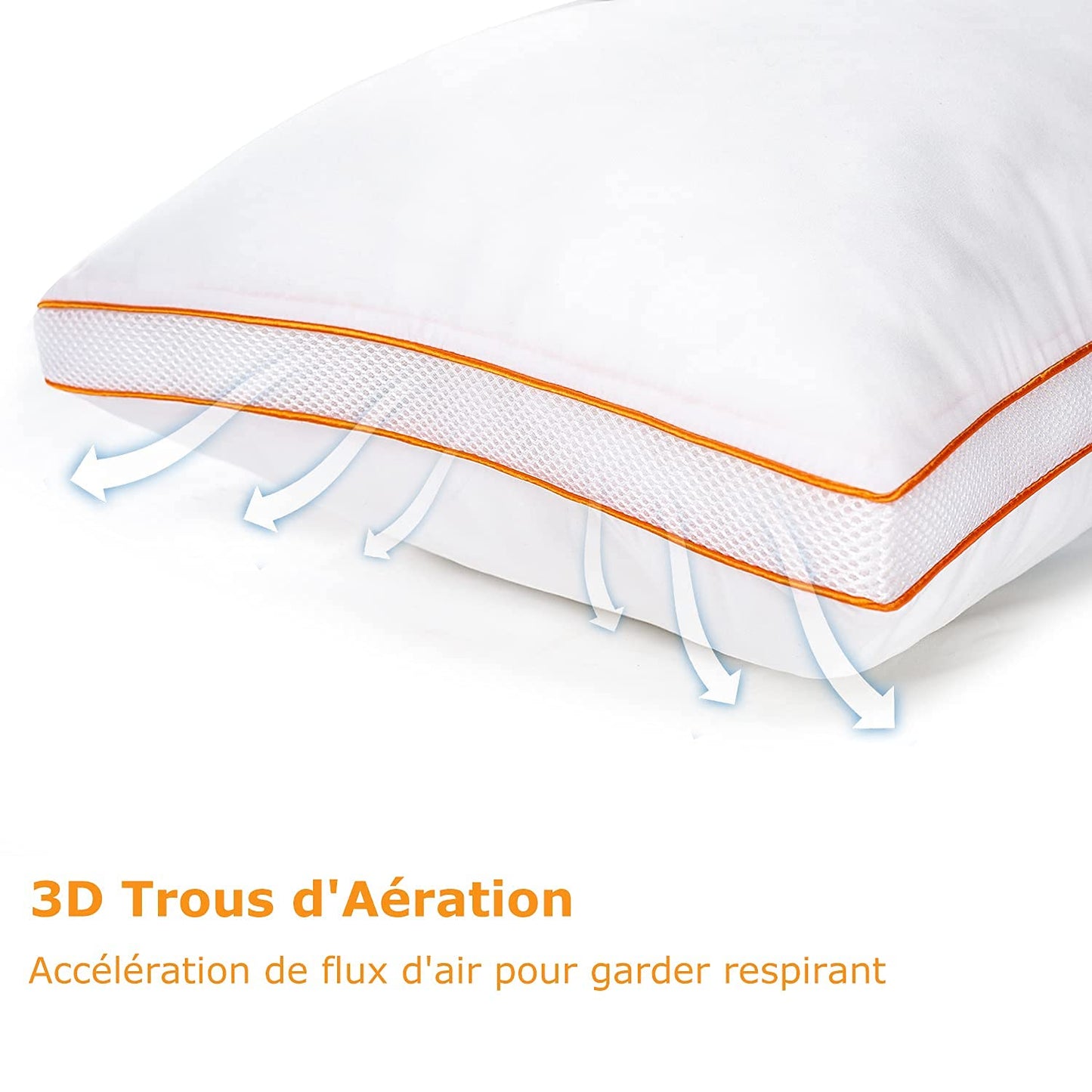 Maxzzz pillows, 65 x 65 cm, 2 pieces, anti-mite, anti-sweat, hypoallergenic, soft pillow, 100% polyester fiber, breathable, comfort and effective support.