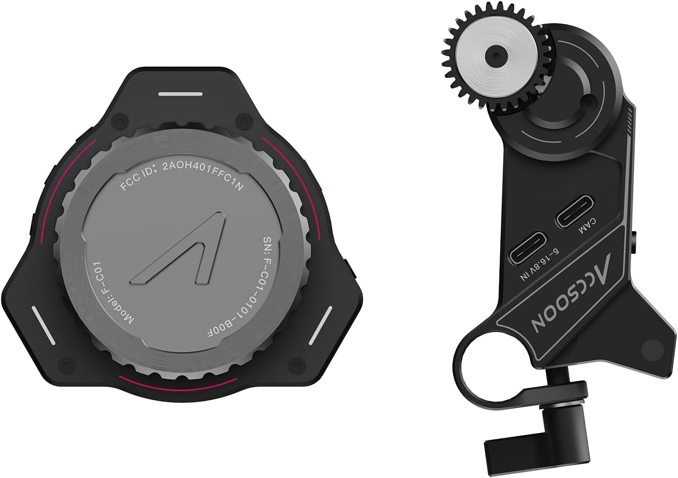 Accsoon F-C01 Wireless Follow Focus System with FHSS Technology, A/B Stops, 350ft/100m Range, Snap-on Gear Belt for DSLRs and Mirrorless Cameras, Compatible.