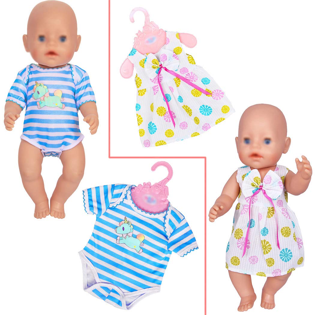 10 sets of doll clothes outfits for 14 to 16 inch newborn baby dolls and for 18 inch American Girl dolls.