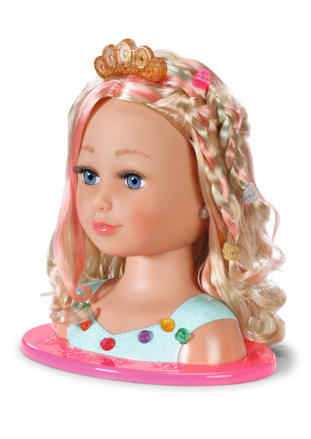 BABY Born Princess Styling Head, doll styling head for kids with long blonde hair including makeup palette, brush, and styling accessories, makeup for doll and kids' skin, 835432 Zapf Creation