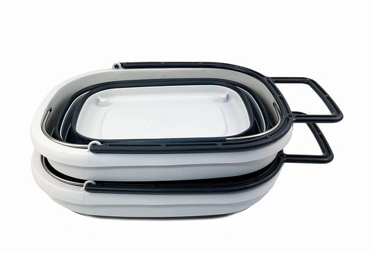 SAMMART 17L Collapsible Plastic Laundry Basket with Handle and Wheels - Foldable Pop-Up Storage Container/Organizer with Handle and Wheels - Portable Wash Tub (Gray/Charcoal Gray (2-Pack))