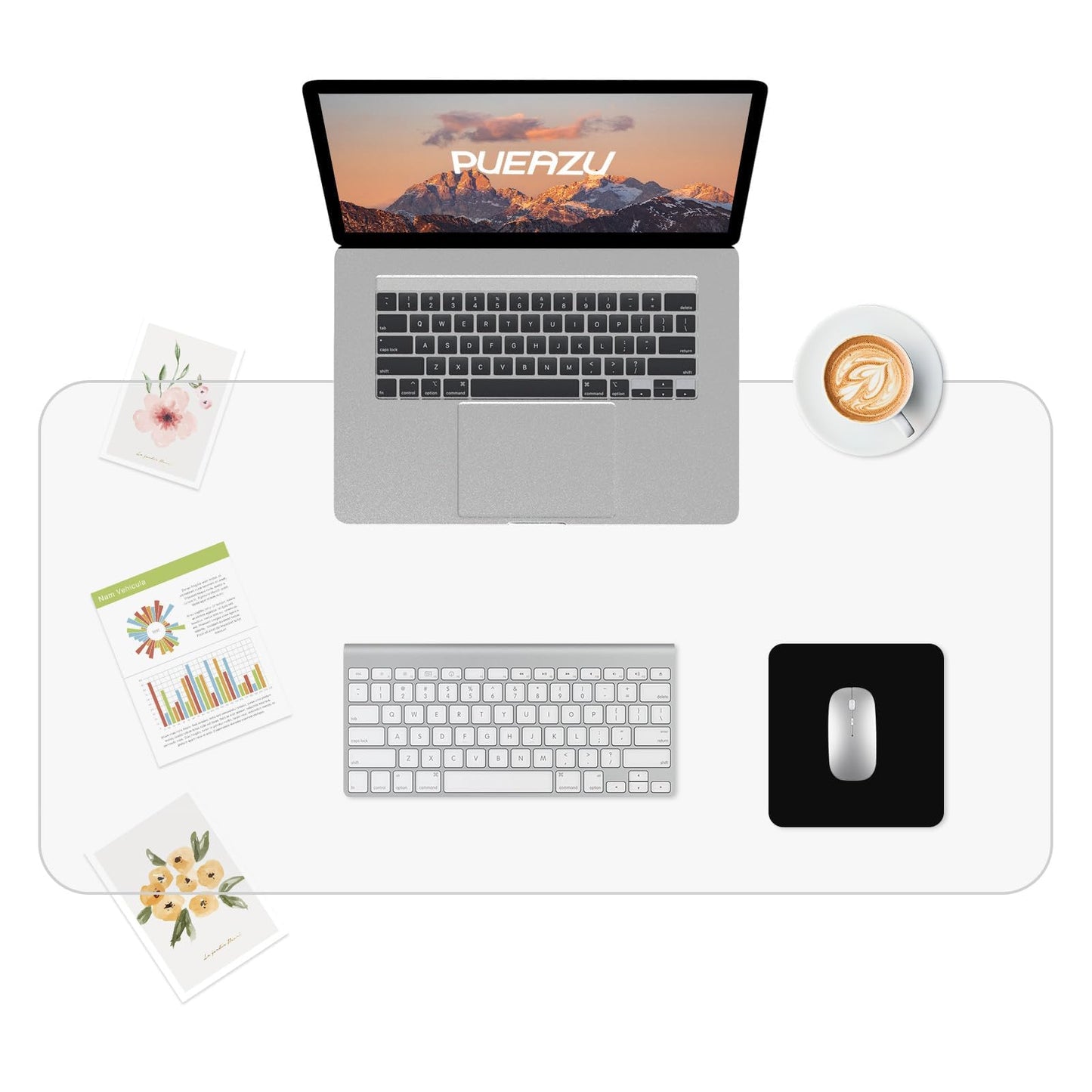 PUEAZU Desk Pad Transparent, 80x40x0.15cm Clear Large Desk Mat Transparent PVC Desk Pad Non-Slip Waterproof Table Mat Table Protector for Office Home