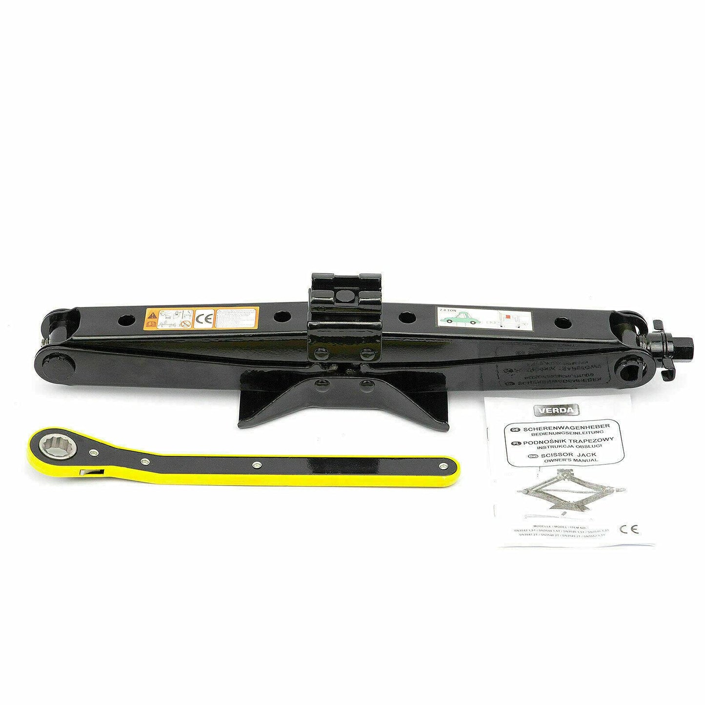 2T scissors jack, 98-440mm, Car Jack Kit with ratchet, steel column and rubber, Auto lift, enlarged steel plate, portable jack for car MPV SUV (SN4547)