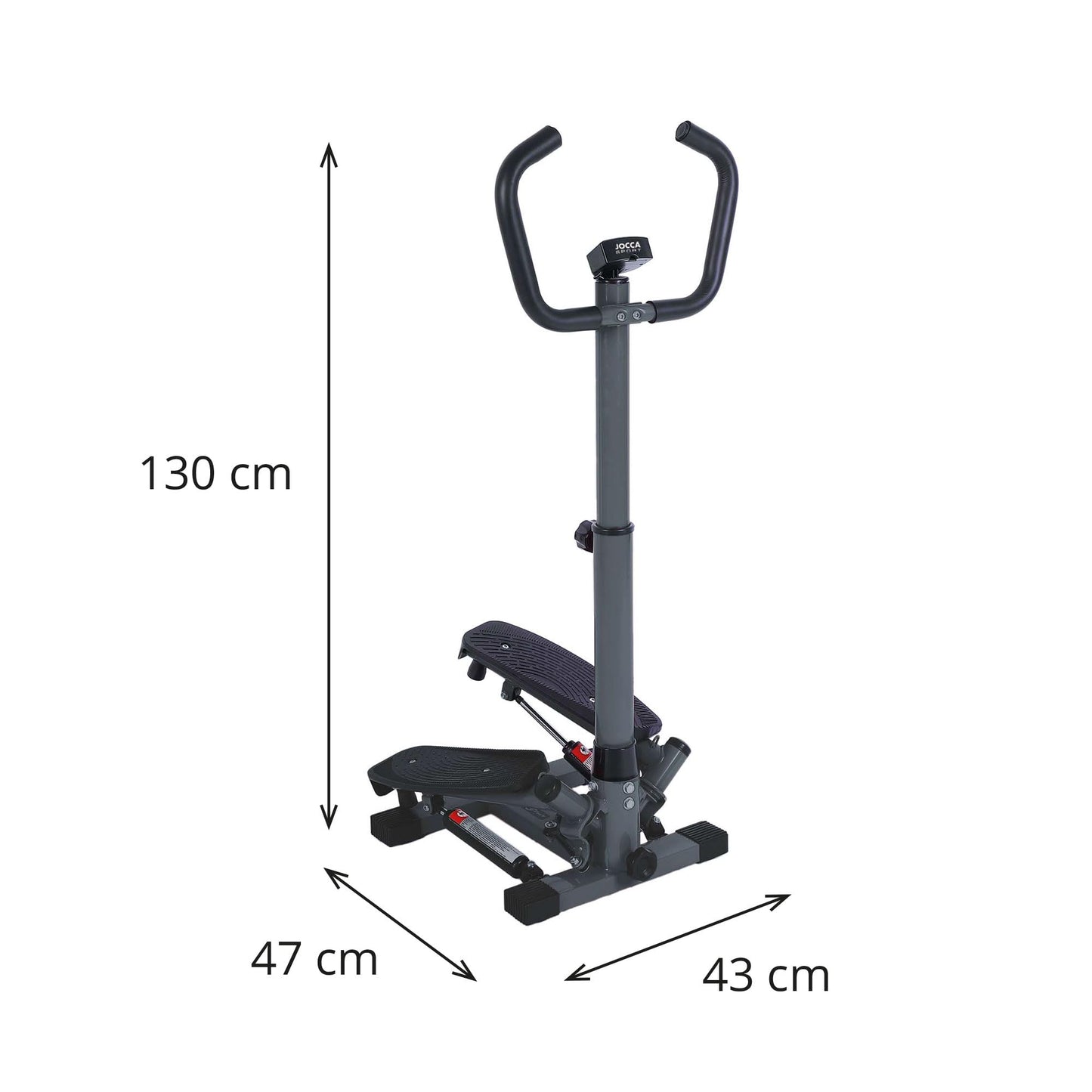 JOCCA Side Stepper with Support Bars, Home Trainer for Glutes Abdomen Legs, Digital Function Counter, Max Load 100 kg, Silver/Black