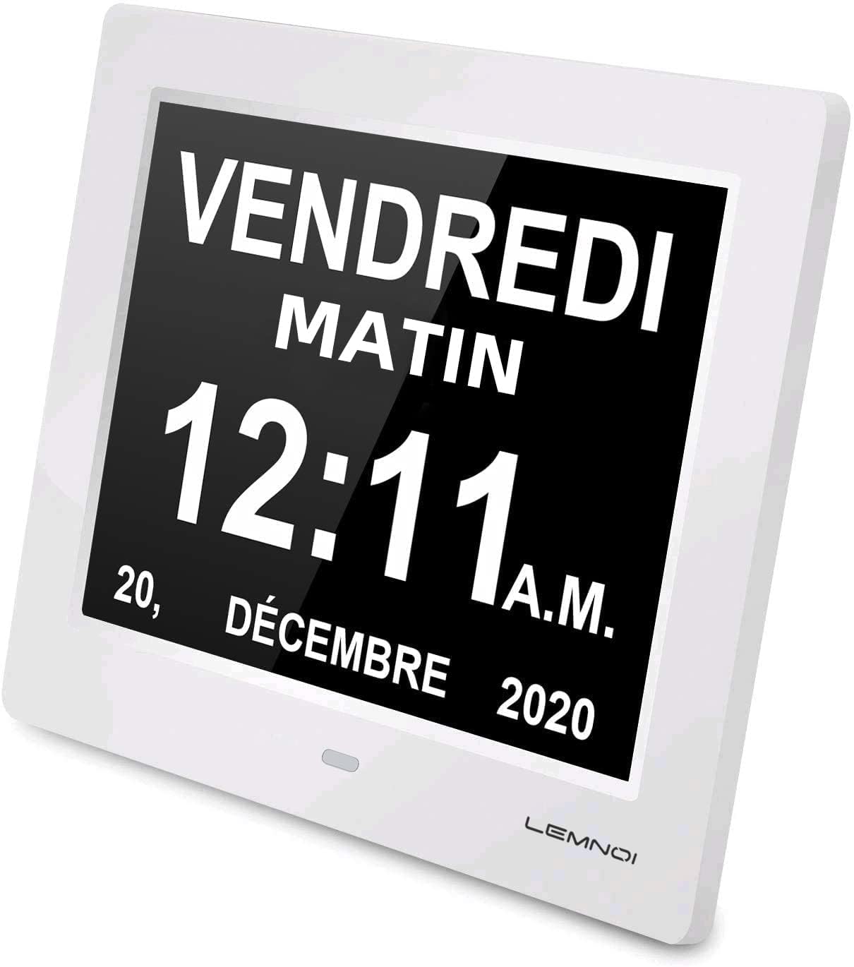 Lemnoi Senior Clock, Dementia Clock, Digital Calendar, Digital Alarm with Date and Day of the Week for individuals with Dementia (e.g. Alzheimer's), Seniors, Visually Impaired, Young Children - 7.5 inches