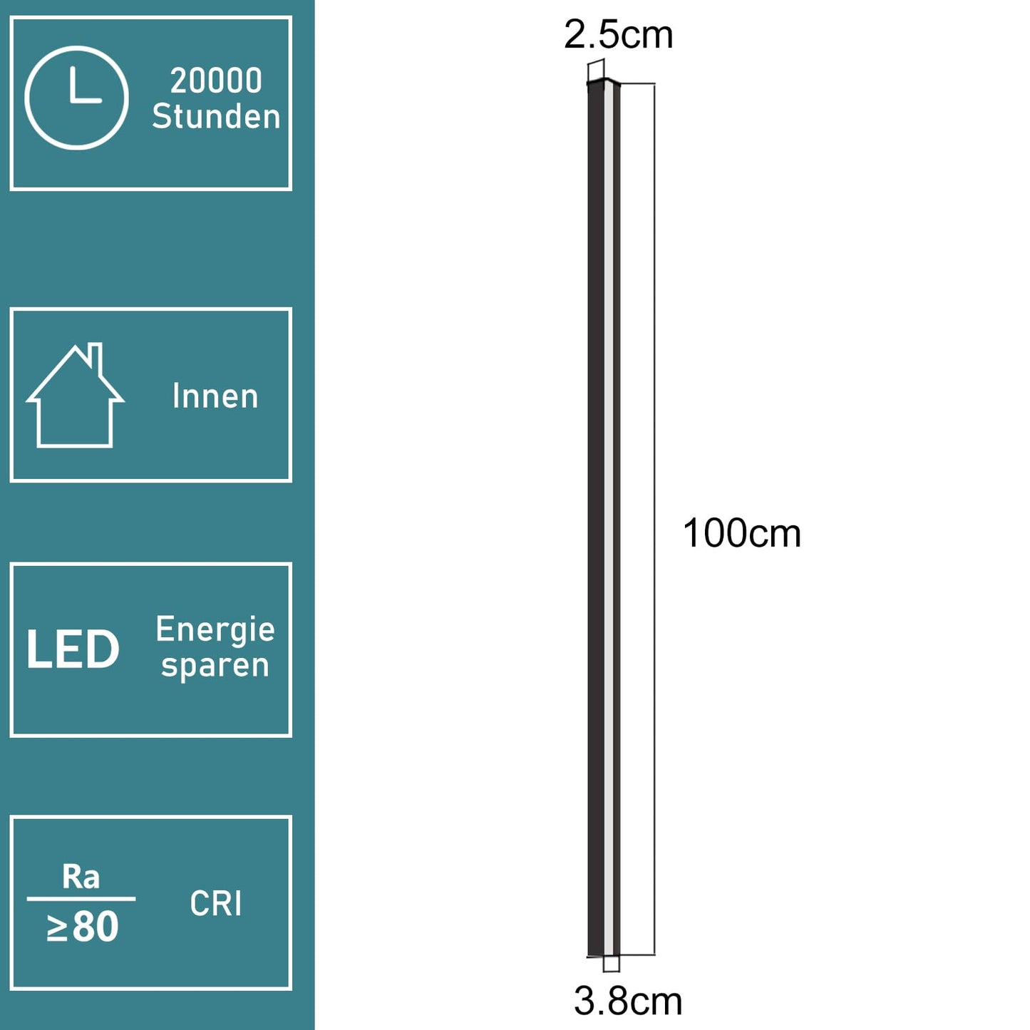 ZMH Wall Lamp LED Wall Light Indoor - Modern 100CM 34W Hallway Up Down Warm White Flush-mounted Living Room Lamp Black Bedside Lamp Wall Lighting for Staircase Living Room Children's Room Bedroom