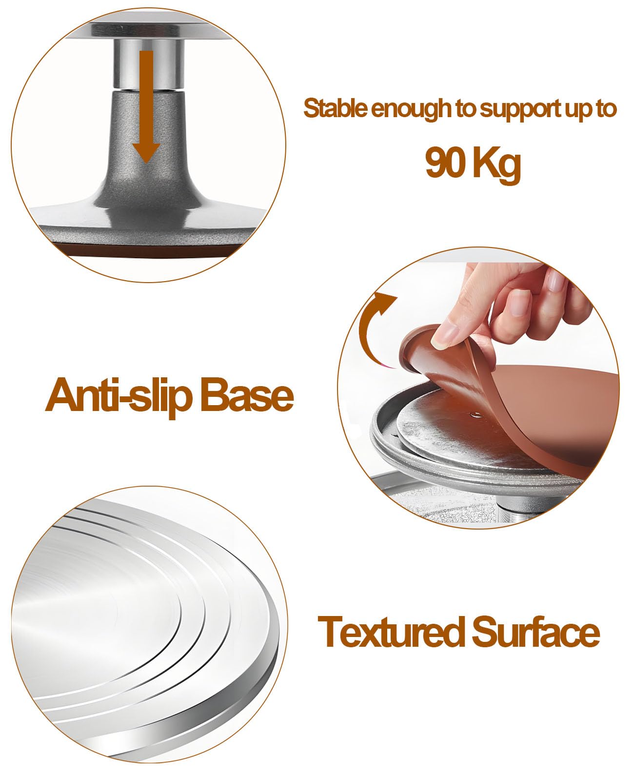 Rotating Cake Stand Aluminum Alloy, Yizish 12-inch Rotating Cake Stand, Cake Decorating Turntable with 2 Icing Spatulas and 3 Dough Scrapers Stainless Steel for Baking, Pastry, and Mother's Day.