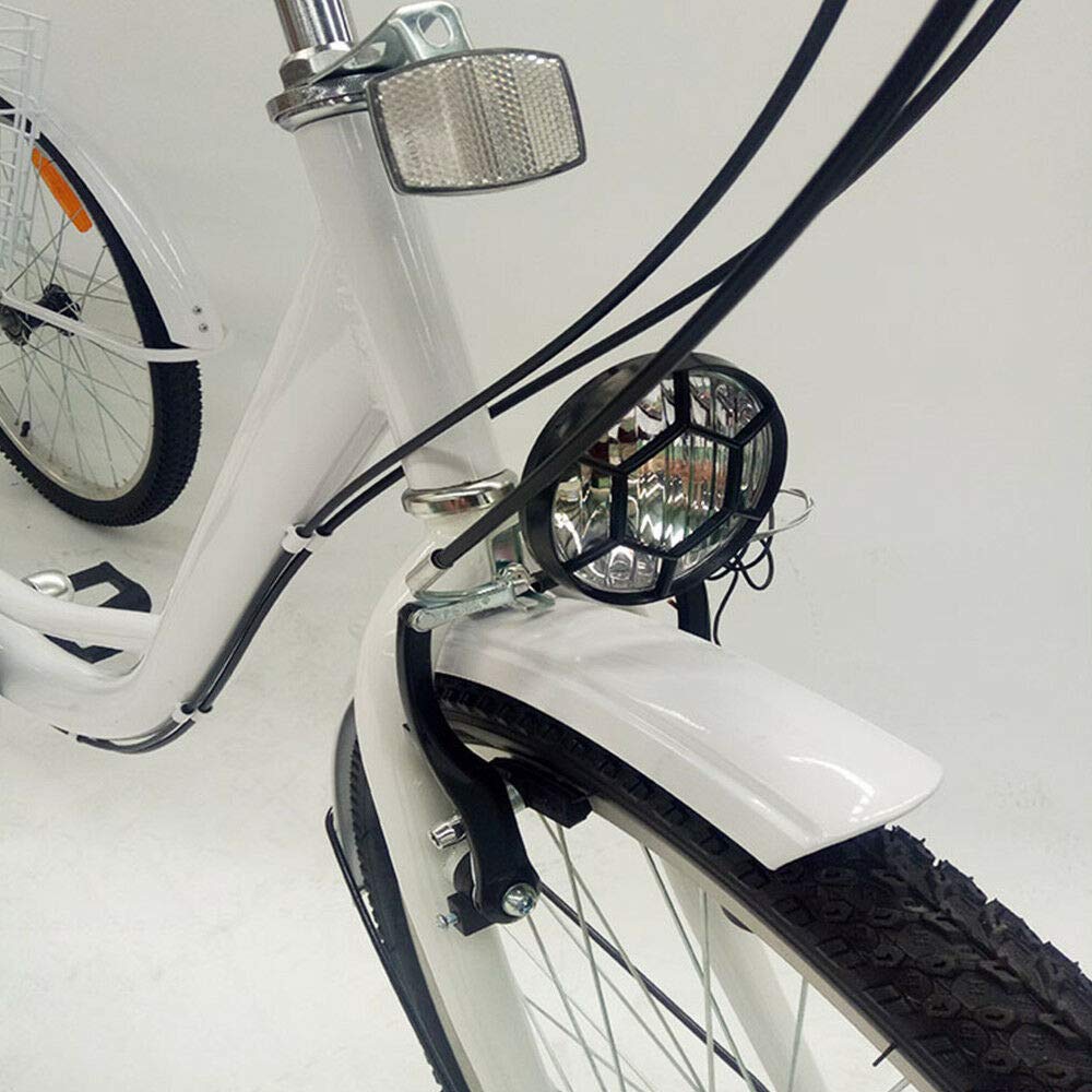 MINUS ONE Adult Tricycle Bicycle with 3 Wheels Senior Bike Cargo Bike 24" 6-Speed with Lights (White with Lights)