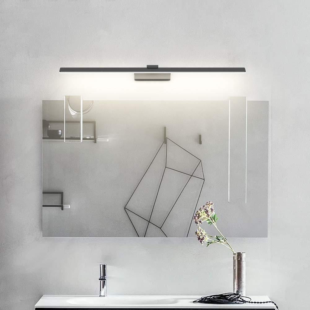Klighten LED mirror lamp for bathroom 24W, 80cm, modern wall lamp for bathroom, mirror lighting, bathroom wall lamp aluminum, 144 LEDs, 2100 lumens, natural white 4500K, black