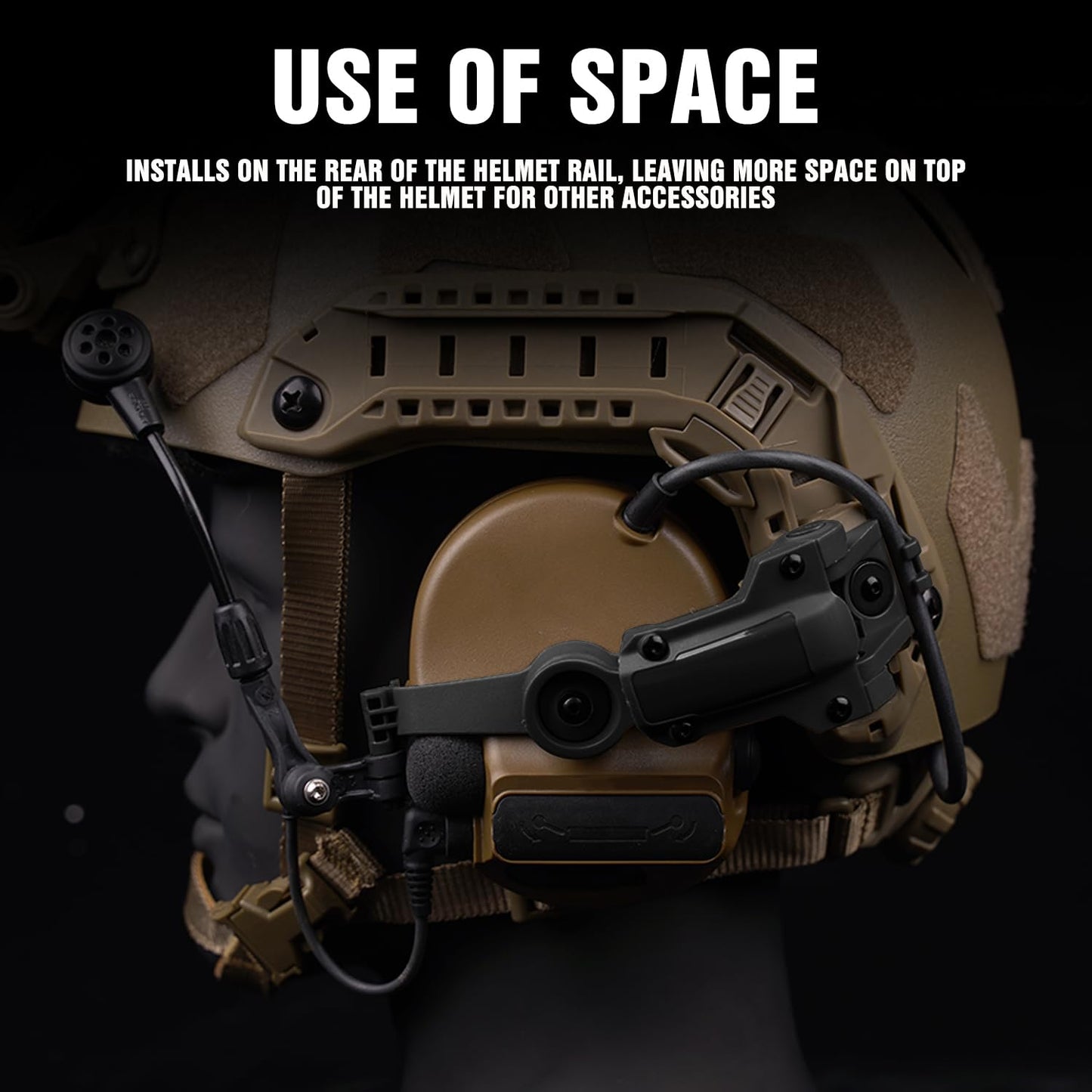 Fast Helmet ARC Rail Adapter COMTAC3 Tactical Pickup Headset Suspension Headphones Bracket with Multi-Angle Rotation for OPS Core ARC & Team Wendy Rail, Supporting Hunting Earmuffs (Black)