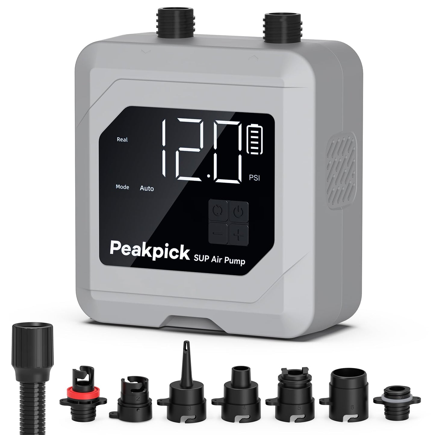 Peakpick 20PSI Electric SUP Pump, rechargeable, battery-powered SUP pump, intelligent dual-stage inflation and deflation, auto-off air pump for SUP, surfing, kite, tent, mattress.