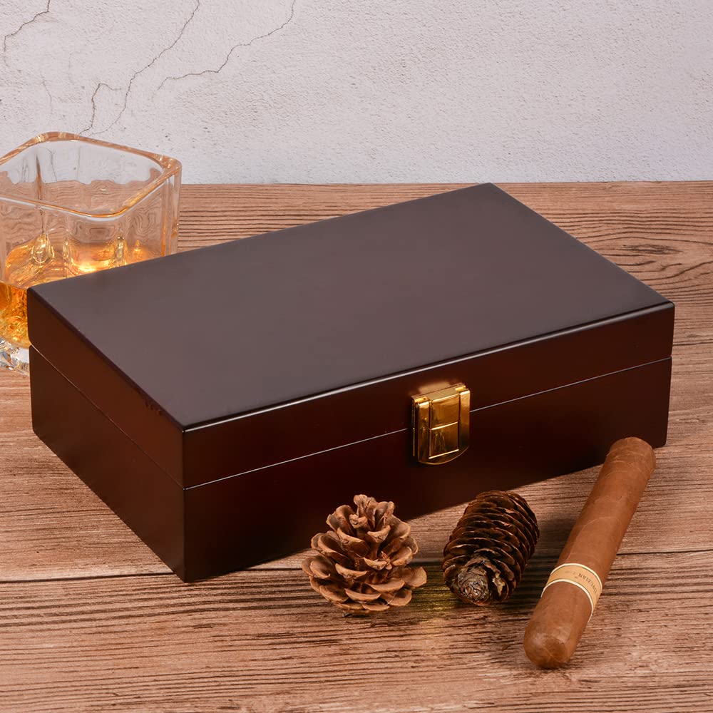 Volenx Humidor, Portable Travel Cigar Humidor, Handmade Cigar Case with Humidifier and Hygrometer, Holds up to 10 Cigars, Great Gifts for Men (Cigars not included)