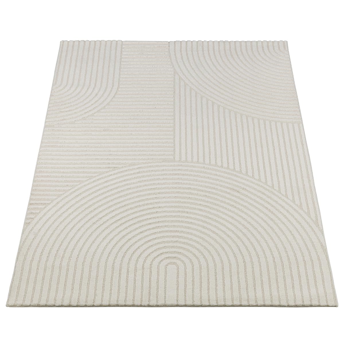 The carpet Everest - modern short pile rug for living room bedroom with high-low effect, 3D effect, high pile density and pleasantly soft, Cream, 200 x 290 cm