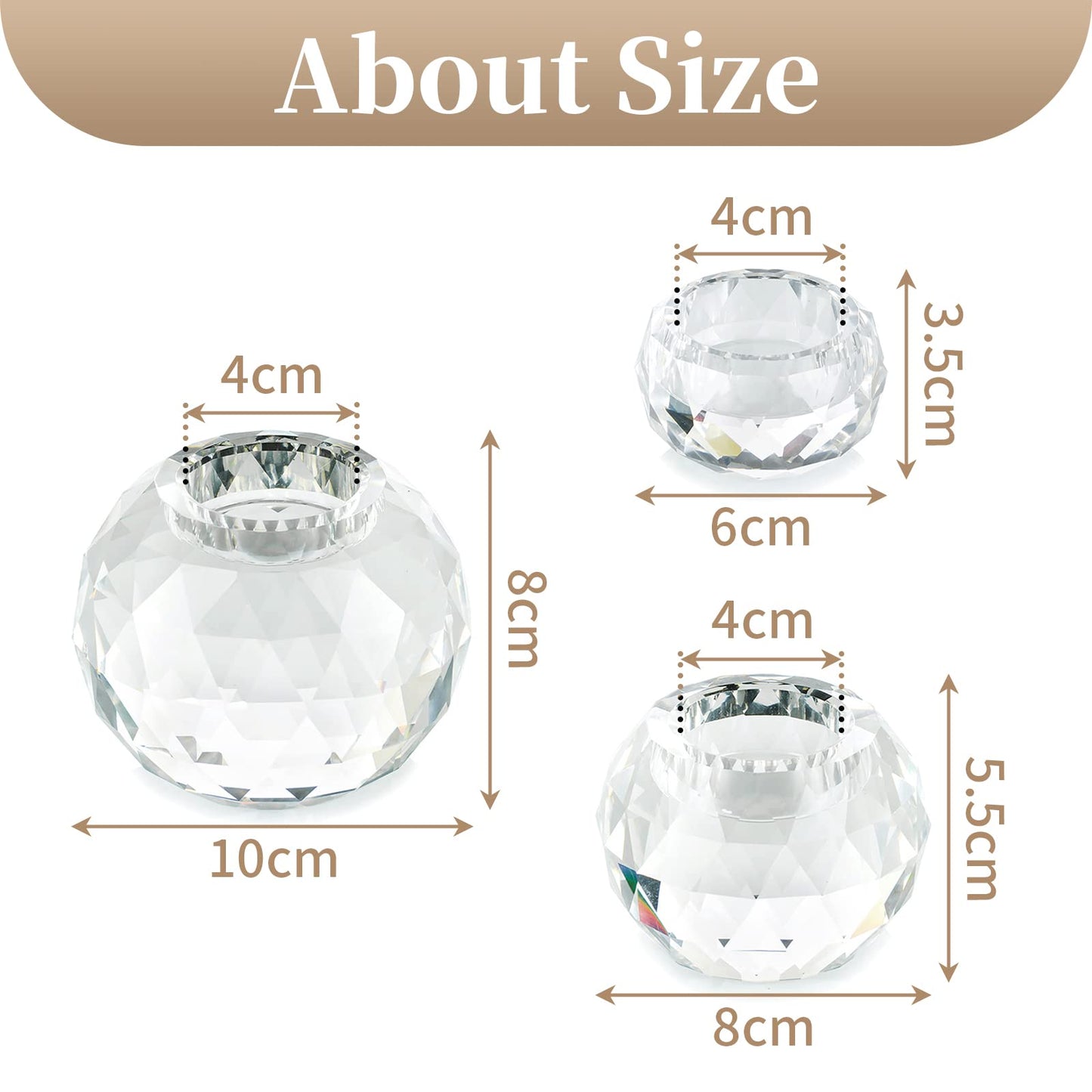 Sziqiqi Crystal Ball Tealight Holder 3 Set, Clear Glass Candle Holder for Tea Lights Candle Stand for Living Room Dining Table Decor Wedding Gift Birthday Party Meditation