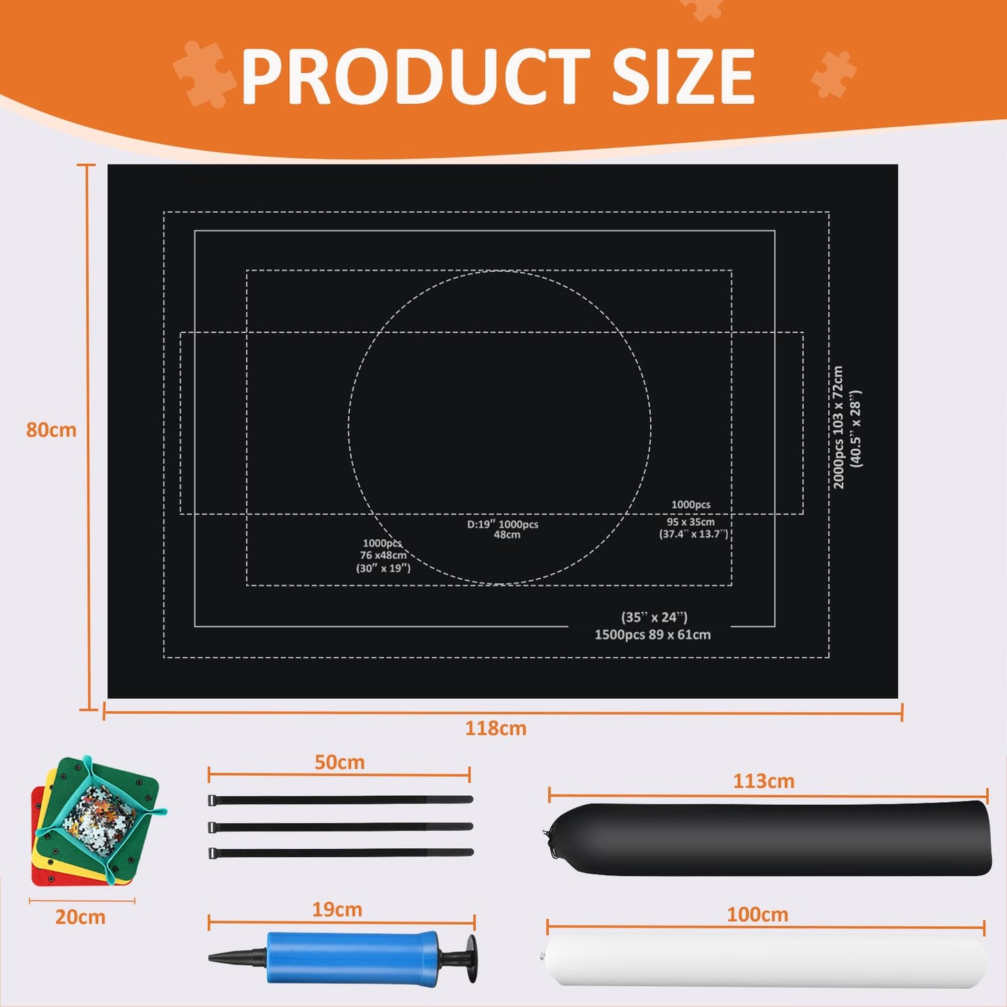 Puzzle mat puzzle roll, puzzle mats for puzzles up to 2000, 1500, 1000 easy to store and transport, giant felt mat for storing puzzles.