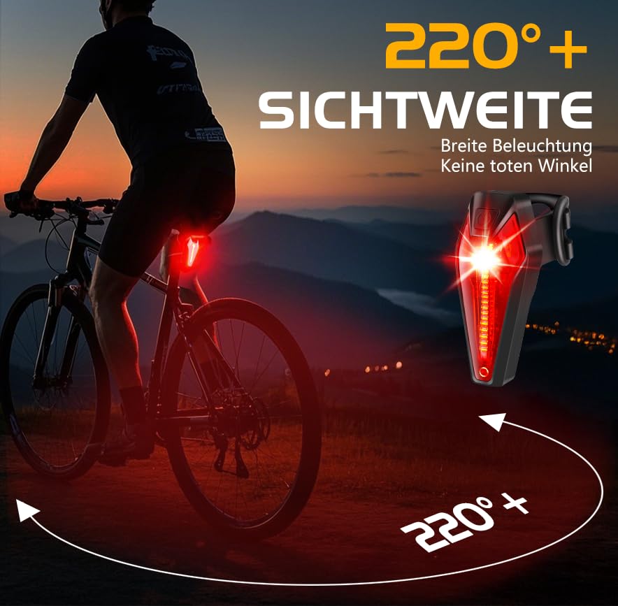 LED bike light set, StVZO approved front and rear bike lights with 1000mAh battery, 50 LUX bike light set USB rechargeable IPX5 waterproof bike lights LED set