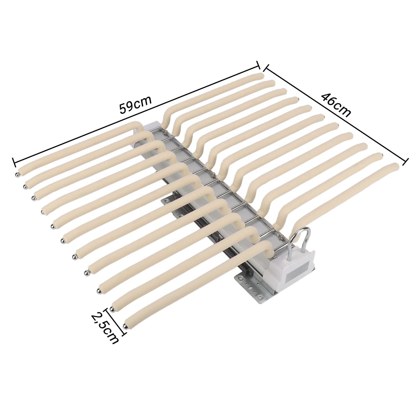 Pants hanger, extendable wardrobe pants pull-out, pants holder for closet, pants hanging, space-saving, beige.