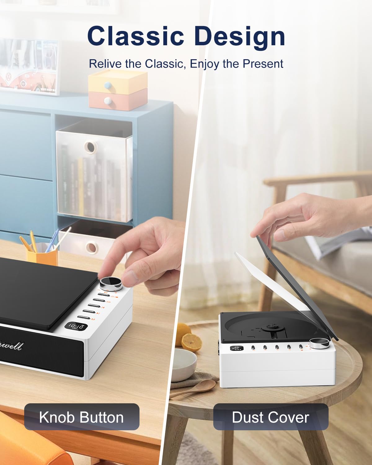 Portable CD Player, Leapwell Portable CD Player with Bluetooth Speaker, Portable CD Player for Kids with Remote Control, Anti-Skip CD Player with Headphones in White.