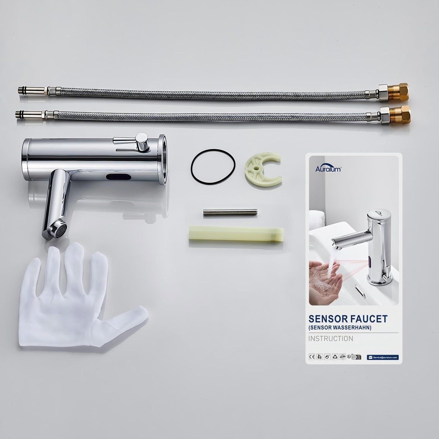 Auralum automatic sensor faucet infrared bathroom faucets washbasin faucet mixer tap 18.2cm high.