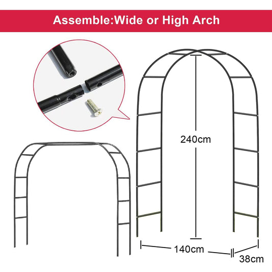 Rose arch, garden arch, metal rose arch, flower arch, gate arch, climbing frame, steel frame climbing rose arch, romantic vine arch, rose support, steel climbing aid, weatherproof garden decoration rose arch.