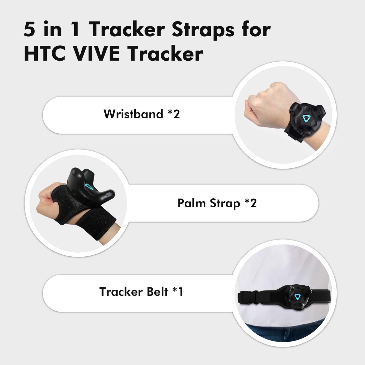 AMVR Tracker Belt + 2 arm strap + 2 palm strap Full Body Tracking for HTC Vive Trackers 3.0/2.0 VR Bundle, Vive Tracker Accessories (5-piece set)