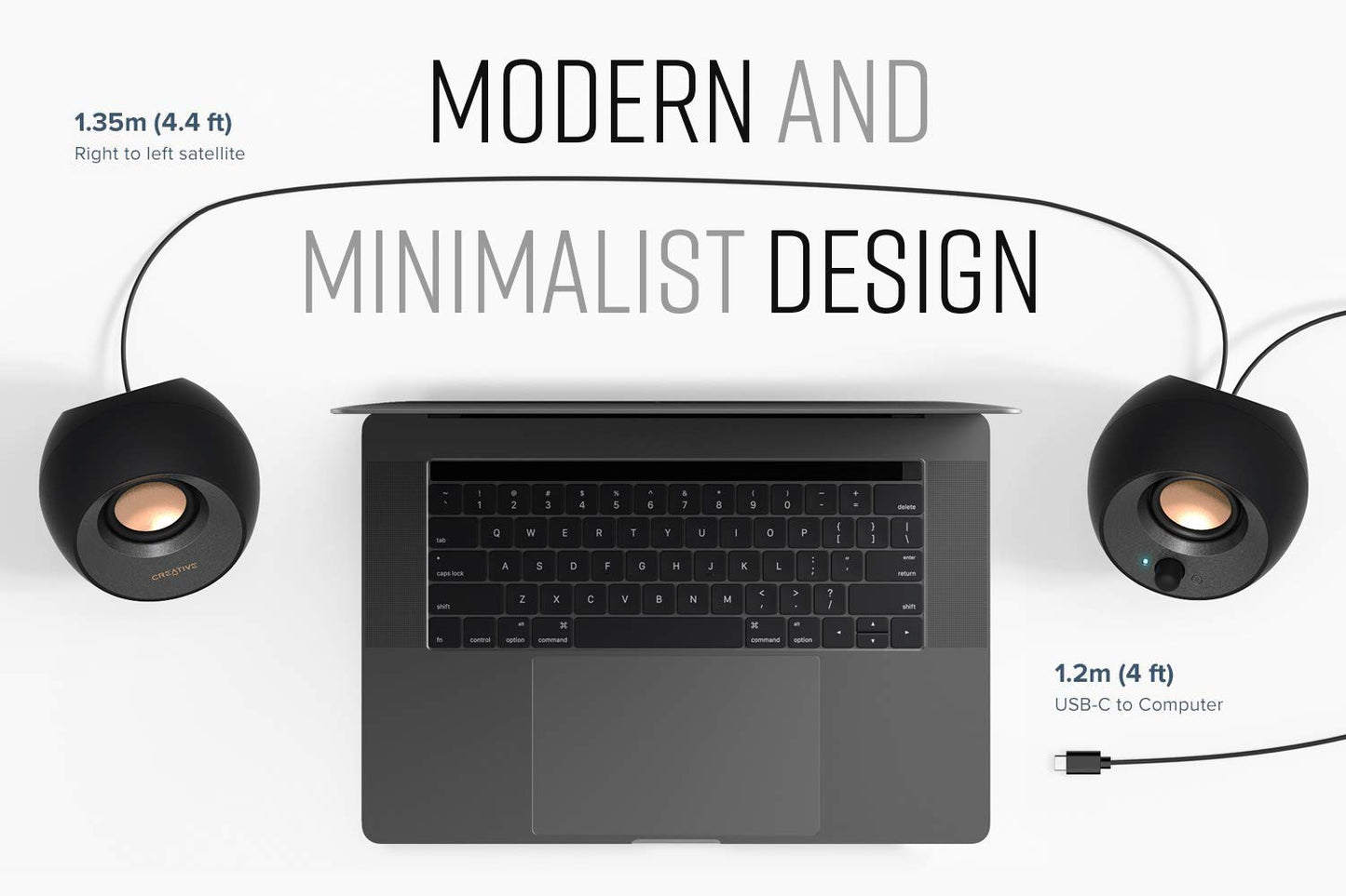 CREATIVE Pebble V3 desktop speakers with USB-C 2.0, USB Audio, Clear Dialog, Bluetooth 5.0, 8W RMS, 16W peak power, and USB-A adapter included (black)