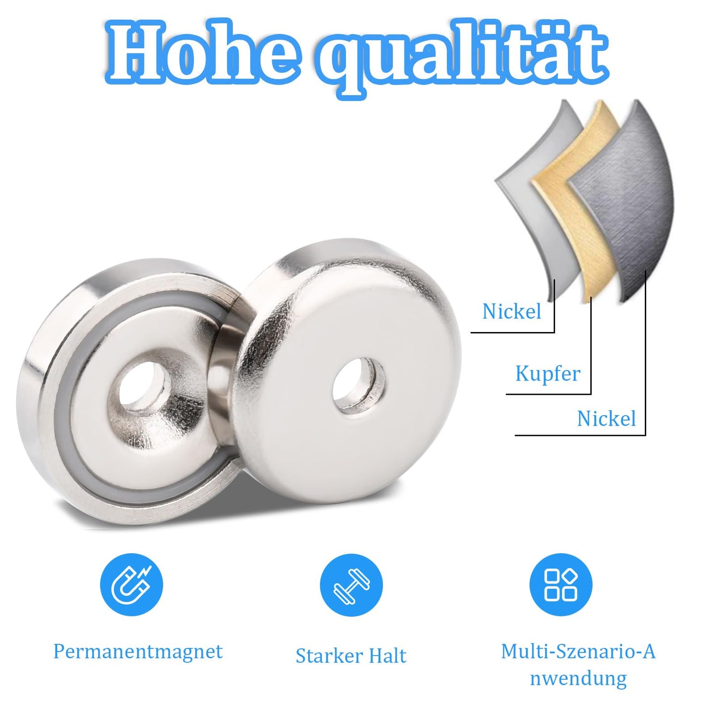 Aenienoe 10pcs Neodymium Magnets 25mm Magnets Extra Strong with Hole 30KG Force Pot Magnet Round Magnet for Screw Fixing Bolt