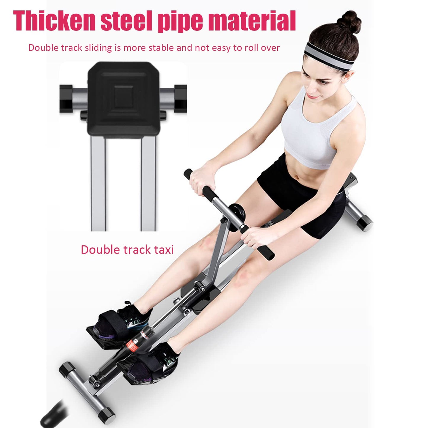 Folding rowing machine with 12 levels of resistance adjustment, Adjustable home rowing machine for at home, Max load 120kg, Rowing machine with LCD monitor for fitness.